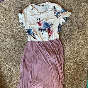 Floral Top with Purple Skirt Dress
